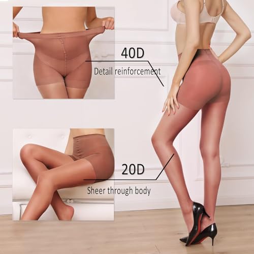 Image of YAGAXI 20D Sheer Tights for Women - 3 Pairs Women's Control Top Pantyhose