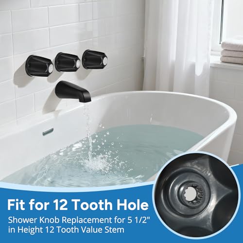Juego de grifería para bañera, negro mate, 3 piezas: perillas para ducha y espita para bañera, compatible con Price Pfister Verve miniatura 5