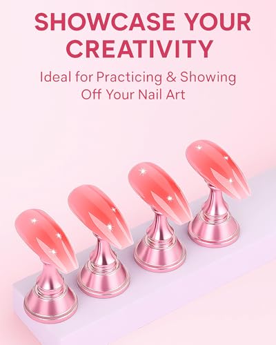 Set de práctica para uñas con soporte acrílico rosa y 10 imanes miniatura 4