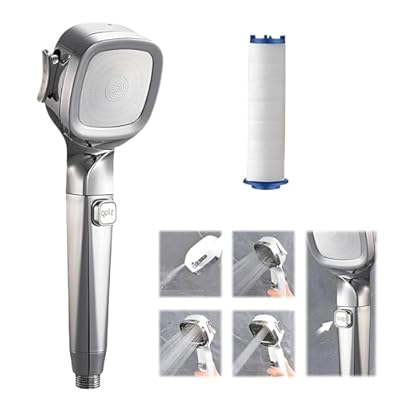 4-mode Handheld Pressurized Shower Head with Pause Switch, Anti-clog Nozzles, Built-in Power Wash to Clean Tub, Tile & Pets, Easy Installation, Hose not Included