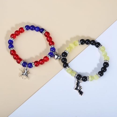 Image of ARISTAL Jewellery Spiderman Kitty Magnetic Friendship Bracelets, Couple's Bracelets, Valentine's Day Gifts for BFF, BF, GF, Women, Men, Girls, Kids