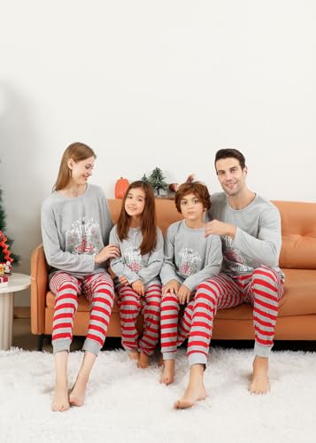 VNVNE Conjunto de pijamas de Natal para a família, para mulheres, homens, casais e adultos, cinza-az