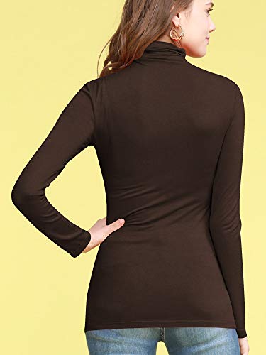 Image of Lock and Love Women's Turtleneck Top Lightweight Long Sleeve Slim Fit Pullover, Soft Rayon Stretch Layering Basic, S-3XL