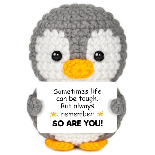 Get Well Gifts for Women After Surgery - Emotional Support Positive Crochet Penguin Inspirational Gifts for Women Comfort Cheer Up Gift for Recovery Cancer Care Thinking of You Feel Better
