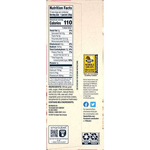 Quaker Strawberries & Cream Instant Oatmeal - 10ct - Afbeelding 7