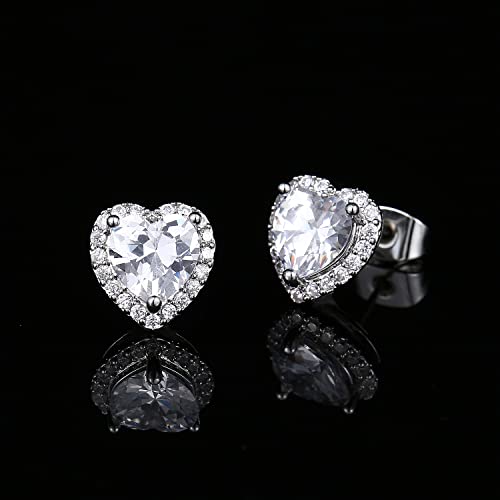 Cubic Zirconia Earrings Studs, Heart Earrings for Women YOMELA Small Dainty Hypoallergenic Clear Heart CZ Stud Earrings for Women by YOMELA - Image 5