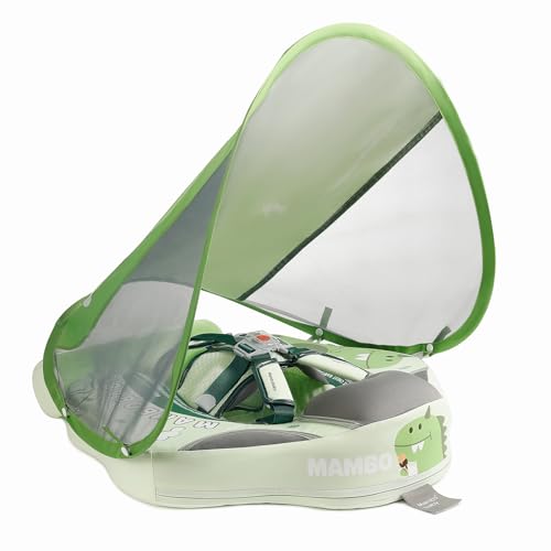 Image of GENTEACO Mambobaby Baby Swim Float with Canopy Non-Inflatable Infant Pool Float with Tail 3-24 Months Avoid Flip Solid Skin-Friendly Material for Toddler Boys Girls
