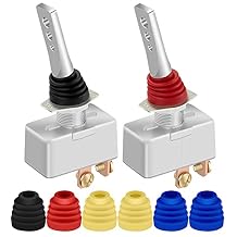 DaierTek 12 Volt 50 Amp Heavy Duty Toggle Switch 12V ON Off IP65 Waterproof Switch 2 Pin with Rubber Boot Cover Black Amber Red Blue -2pcs
