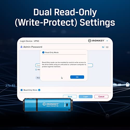 Image of Kingston Ironkey Vault Privacy 50 USB-C 32GB Flash Drive | FIPS 197 Certified | XTS-AES 256-bit | BadUSB and Brute Force Protection | Mult-Password Option | IKVP50C /32GB | Fips 197 Xts-Aes 256-Bit Encryption, Badusb and Brute-Force Protection, Admin and User and Otr Passwords, USB 3.2 GEN1