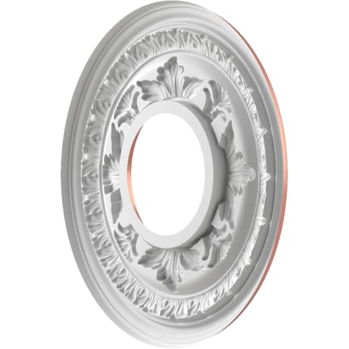 Image of Ekena Millwork CMP10BAFCP Baltimore Thermoformed PVC Ceiling Medallion (Fits Canopies up to 4 1 /4 inch), 10 inchOD x 3 1 /2 inchID x 3 /4 inchP, Universal Pearl Metallic Champagne Pink