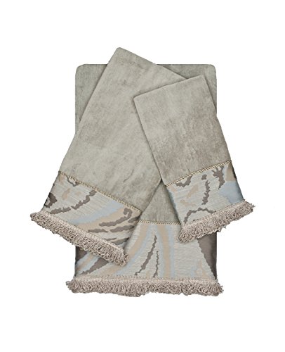 Sherry Kline Asbury Grey 3-Piece Decorative Embellished Towel Set