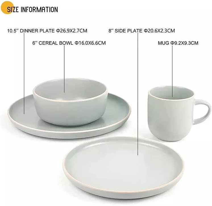 noah 16 Piece Stoneware Dinner Set - 4X Person Dinnerware - Scandinavian Hygge Crockery Design - White Speckled