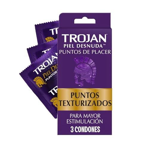 Trojan Condones Piel Desnuda Puntos de Placer Caja con 3 piezas. Con Puntos...