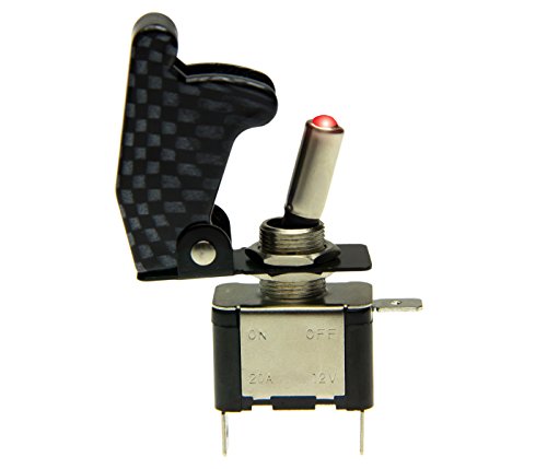 Plug & Play Adattatore-universo kill switch carbonio look rosso led 20a auto interruttore 12v nos