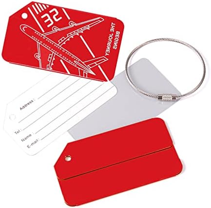 Luggage Tags 2 Pack, AUERVO Aluminum Alloy Travel Tags, ID Labels, Name Card Holder for Baggage Bags Suitcases Backpacks 2 Colors