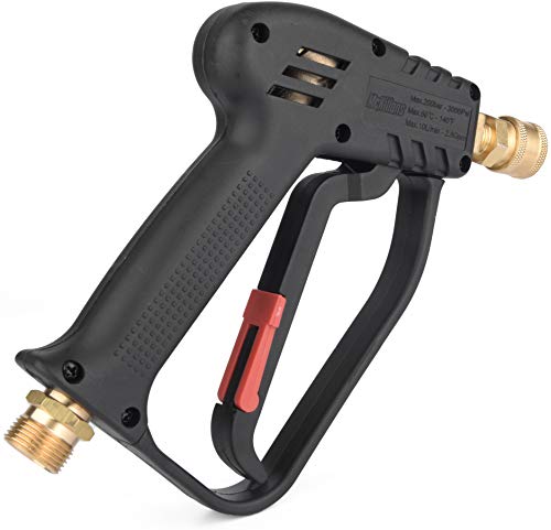 McKillans® Short Pressure Washer Gun with Replacement M22 Inlet - High Pressure Water Handle with 1/4” Quick Connector Coupler - Power Washer Gun Compatible with Foam Cannon - Car Wash Foam Gun