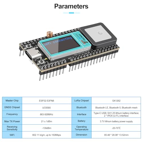 YELUFT Wireless Tracker mit 3000mAh Akku, Unterstützung GPS, GLONASS, Galileo Multisystem-Ortung, Integriert ESP32 WiFi Bluetooth SX1262 LoRa UC6580 für Meshtastic GPS