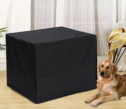 Dog Crate Cover for Wire Crates Kennel Cage, Heavy Nylon Waterproof, Fits Most 24" inch Dog Crates, Easy to Put On, Take Off, Shade Off and Adjustable - Cover only - Black - Image 2