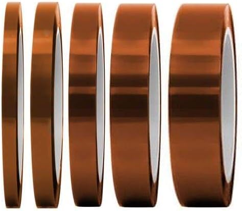 Selizo High Temp Tape, 5 Pack Multi – Sized 1/8”, 15/64”, 15/64”, 15/32”, 5/64”, Heat Resistance Up to 280℃ (536℉)
