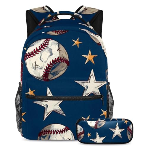 Cartables de grande capacité baseball de nuit grand sac à dos scolaire et trousse de voyage