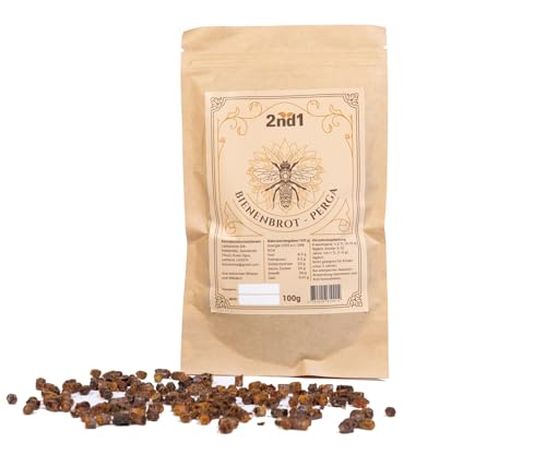 2nd1 - Bienenbrot Perga Fermentierter Blütenpollen Honig Zum Essen von Imkern Gesammelt Mit Vitaminen Und Mineralstoffen für Eine Ausgewogene Ernährung Stärkt Das Immunsystem Müsli (100 g)