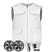 Hommes Été Climatisation Vêtements Ventilateur Refroidissement Gilet USB Charge Sport Homme Gilet Extérieur Refroidissement Pêche,Blanc,XL