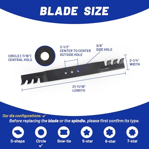 Lawnbuff 22 Inch Recycler Mulching Mower Blades, Replaces 59534P, 104-8697-03, 108-9764-03, 131-4547-03, Compatible with to ro 20377, 20333, 20016, 20331, 20332, 21445, 21465 (2PCS) by Lawnbuff - Used condition - Image 2