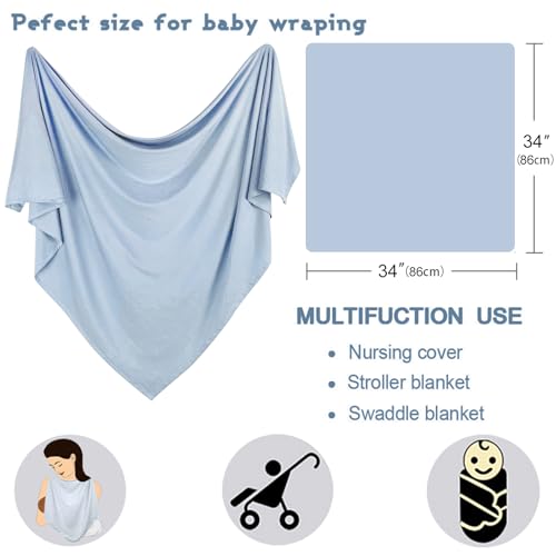 Image of OWLOWLA 2Pack Newborn Swaddle Blanket with Hat Set Baby Wrap Swaddle Receiving Blanket Boys Girls