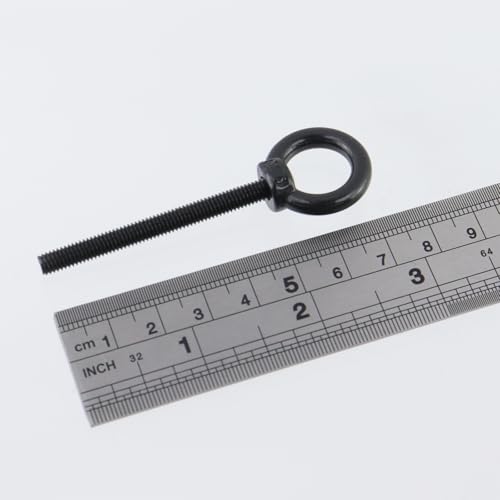 Image of Antrader Lifting Shoulder Eye Bolts,M5 x 50mm,Stainless Steel,Black,6 Sets | Machinery Shoulder Lifting Eye Bolt with Lock Nuts,Lock Washers,Flat Washers