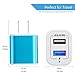 USB Plug in Wall Charger, Charging Block, 2Pack AILKIN 2.1A Fast Charge Dual Port Power Adapter Cube Box Brick Base Compatible with Phone, Pad, LG, Honor, Samsung, Kindle Fire, Blue, All USB - Blue