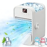 【Configuración de 3 velocidades y bajo silencio】 El ventilador aire frio de aire por evaporación tiene tres velocidades de viento de nivel (alta, media, baja) y la dirección del viento de 90 grados se puede ajustar, puede elegir la más adecuada para disfrutar de su tiempo libre, dormir o trabajar Consejos de tiempo: agregar hielo puede acelerar la velocidad de enfriamiento.