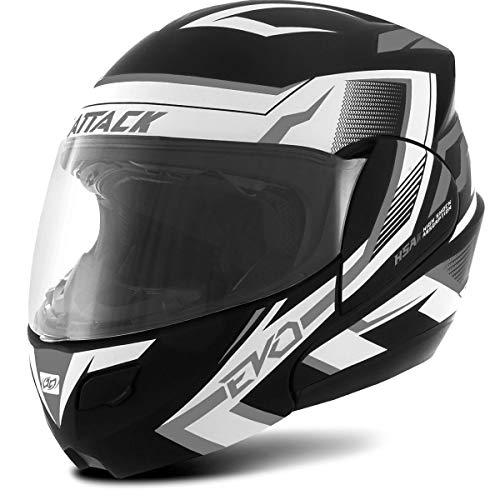 CAPACETE ESCAMOTEÁVEL PRO TORK ATTACK EVO BRILHANTE PRETO - CINZA TAM. 58
