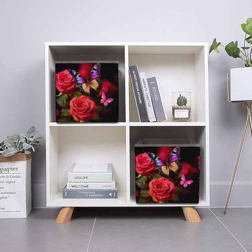 Panier de rangement pliable papillon et rose pour placard - 6
