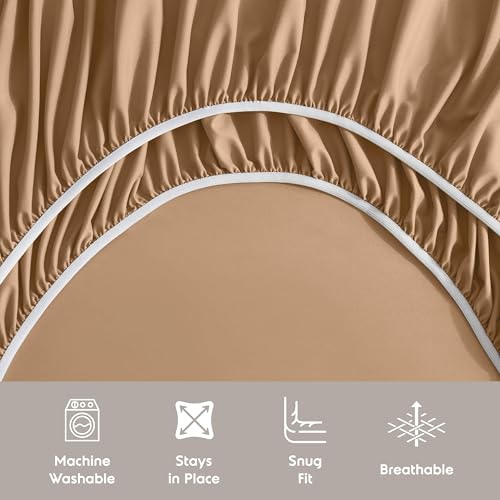 Image of Nestl Extra Deep Cal King Sheet Set - 6 Piece Breathable & Cooling Sheets - Hotel Luxury Bedding Set w /18-24 Inch Deep Pockets - Easy & Secure Fit - Super Soft, Wrinkle Free & Comfy - Mocha Brown