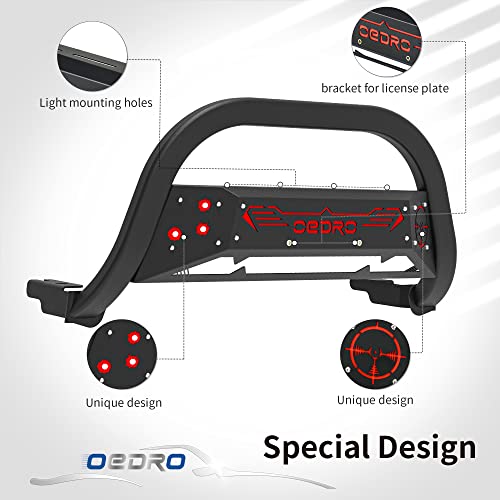 Oedro Paintable Bull Bar Fits 2004-2023 Ford F150, Truck Brush Guard, Front Bumper Push Bar W/Grille Skid Plate Light Mount #TOP3