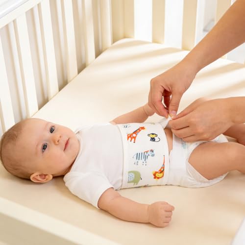 Image of SNOWIE SOFT 3Pcs Cotton Baby Belly Band Baby Belly Button Wrap, Newborn Stomach Button Band Umbilical Hernia Belt Newborn Adjustable Stomach Bands Cotton Infant Tummy Bands for Infant 0-12 Months