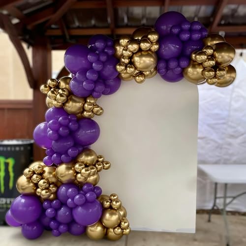 Image of Purple and Gold Balloon Arch Garland Kit 153pcs with Star, 2026 New Year's Dark Purple Metallic Gold Violet Royal Balloons for Adults Prom Luxury Decorations Graduation Birthday Baby Shower