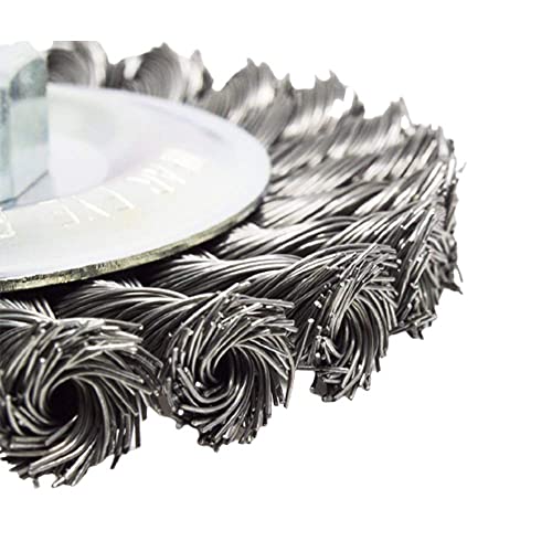 Image of Benchmark Abrasives 5 inch Standard Twist Knot Abrasive Wire Wheel for Angle Grinder with 5 /8 inch-11 Thread, Cleaning Narrow Holes, Drill, Deburring Grinding Wheels Wire Wheel Attachment - Carbon Steel