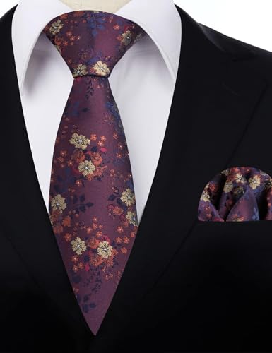 Image of Alizeal Mens 3.15inches Delicate Floral Tie with Small Flower Printed Handkerchief Set