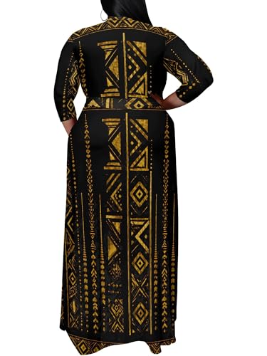 Image of PinkPatty Women's Plus Size Maxi Dress Print 3 /4 Sleeves V Neck Party Sundress Wedding Guest Dresses