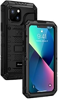 seacosmo iPhone 13 Case 6.1 inch, IP68 Waterproof Shockproof Dustproof iPhone 13 Metal Cases with Built-in Screen Protector, Full Body Tough Armour Heavy Duty Protective Cover for iPhone 13, Black