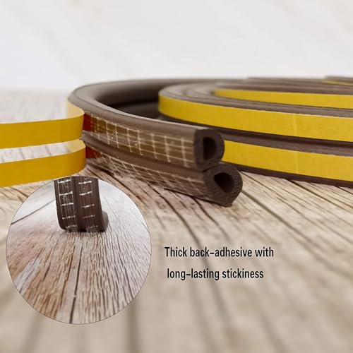 Image of YGM Acoustic Foams Door Seal & Window Seal Strip | Soundproof Door & Window Gap Sealer | D-Type EPDM Weather Stripping Tape, Self Adhesive | Noise, Dust & Air Blocker - 18 Feet (Brown)