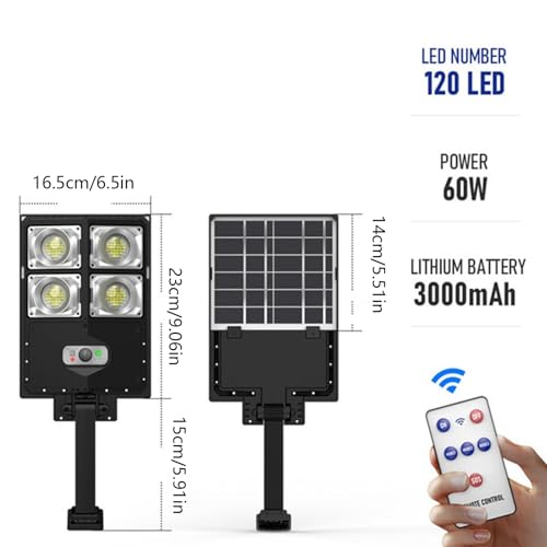 Lámpara solar para calles con aplique impermeable exterior 6