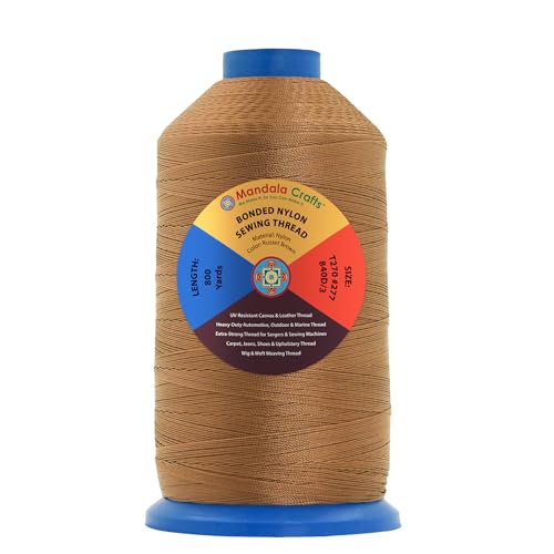 Mandala Crafts Size 277 840D T270 Russet Brown Bonded Nylon Thread, 800 YDs