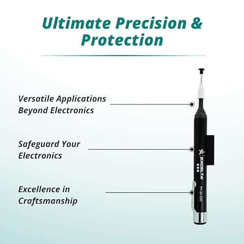 Image of Excelta PV-3A-ESD Pen-Vac Pro Vacuum Pen Kit, 5 Inch Length, 0.5 Inch Diameter, ESD Safe with 6 Buna-N Static Dissipative Vacuum Cups and Probes, Made in USA, Professional