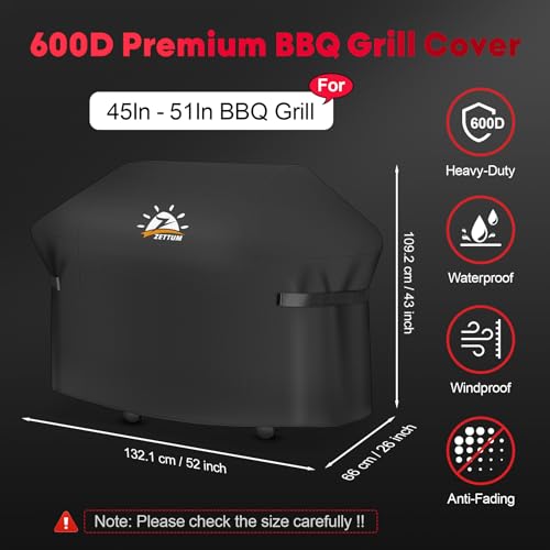 Zettum Grillabdeckung 132 cm - 7106 Grill Abdeckung für Weber Spirit 300 Serie Heavy Duty & Wasserdicht, PU abdeckhaube für Weber Spirit E310, E315, E330 and Spirit ii E310(132 L x 66 W x 109 H cm)