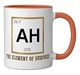 Ah The Element of Surprise Chemistry Science Humor Ceramic Mug, Orange/White