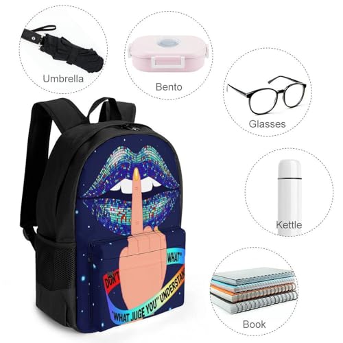 Supdreamc Lightweight Rucksacks for Climbing Outdoors Walking Cycling - Large Capacity Anti-Theft Multipurpose Carry On Bag, Autism Puzzles Lip Blue Art Camping Outdoor Backpack4