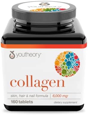 Youtheory Collagen with Vitamin C, Advanced Hydrolyzed Formula for Optimal Absorption, Skin, Hair, Nails and Joint Support, 160 Supplements