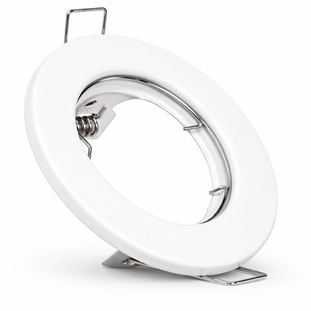 5x Flache SMD LED Modul Decken Einbauspots, 5W, 230V, 400 Lumen, Neutralweiß (4000K), Weiß, Rund, Starr, mit Sprengring, Lochausschnitt 55-65 mm, nur 28 mm Tiefe – Perfekt für Küche, Flur, Wohnzimmer